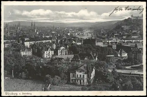 Ansichtskarte Würzburg Panorama-Ansicht v. Steinberg 1930