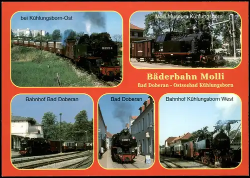 Mehrbildkarte Bäderbahn Molli Bad Doberan - Ostseebad Kühlungsborn 1990