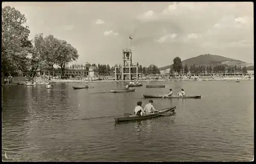 Ansichtskarte Großschönau (Sachsen) Waldstrandbad, Ruderer 1960