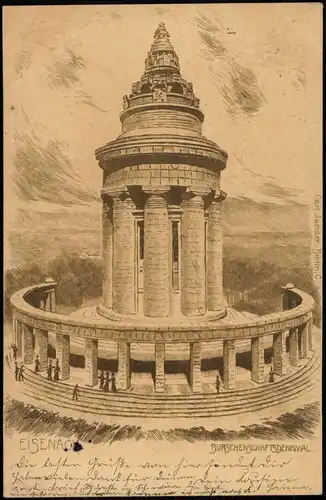 Ansichtskarte Eisenach Burschenschaftsdenkmal - Künstlerkarte 1902