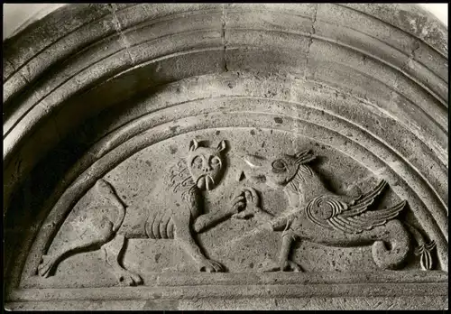 Ansichtskarte Wechselburg Stiftskirche Tympanon des östlichen Portals 1982