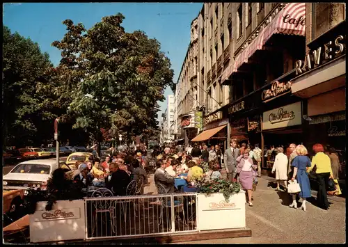 Ansichtskarte Düsseldorf Königsallee, Restaurant - belebt 1976