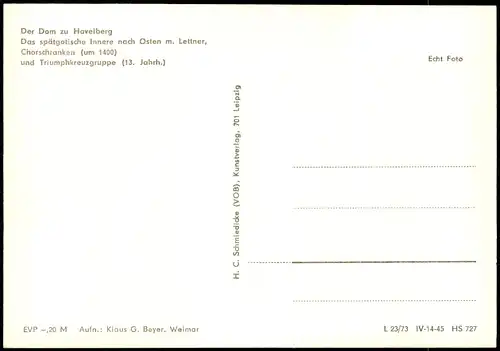 Havelberg Dom Das spätgotische Innere nach Osten m. Lettner 1973