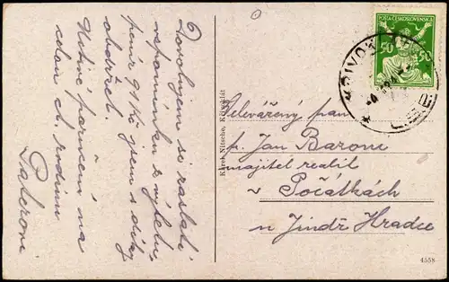 Postcard Pürglitz Křivoklát Partie an der Burg 1924