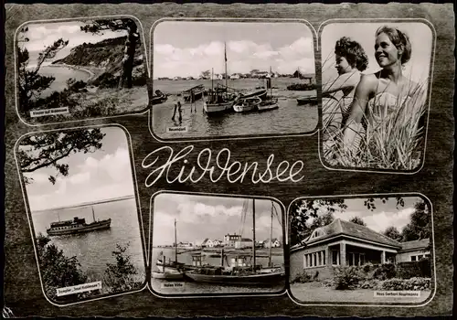 Hiddensee Hiddensjö, Hiddensöe Hafen, schöne Frauen am Strand, Vitte 1961