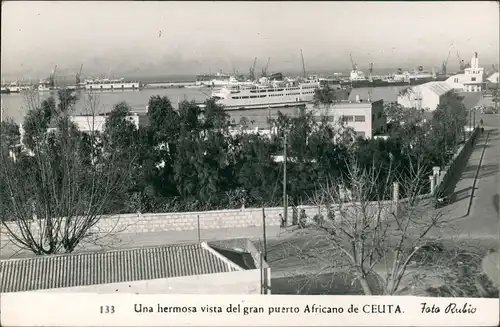 Ceuta Vista del gran puerto Africano/Hafen,  Echtfoto-AK Foto Rubio 1960