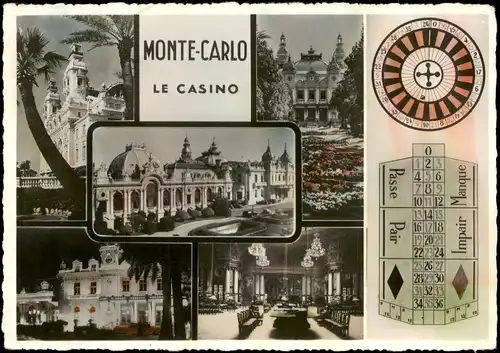 Postcard Monaco Casino - Innen und außen 1955