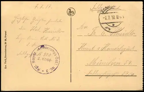 Postkaart Antwerpen Anvers De Keijzerlei Strassen Ansicht 1917  Feldpoststempel