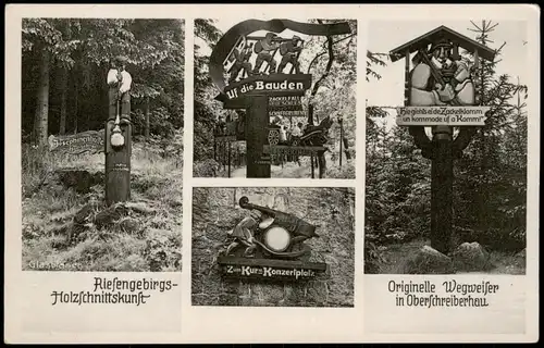 Oberschreiberhau-Schreiberhau Szklarska Poręba 4 Bild geschnitzte Wegweiser 1932