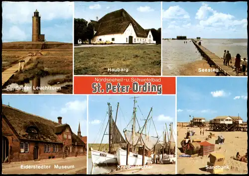 St. Peter-Ording Böhler Leuchtturm, Krabbenkutter, Sandbank 1978