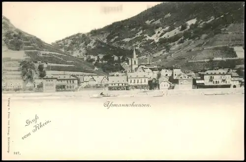 Ansichtskarte Assmannshausen am Rhein-Rüdesheim (Rhein) Totale 1905