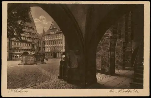 Ansichtskarte Hildesheim Am Marktplatz - Laubengang 1928