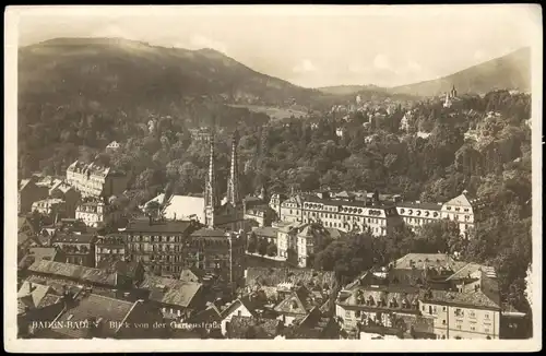 Ansichtskarte Baden-Baden Panorama-Ansicht Blick von der Gartenstraße 1920