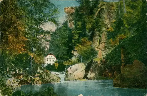 Ansichtskarte Lohmen (Sachsen) Lochmühle, Liethaler Grund Rabentiefe 1917