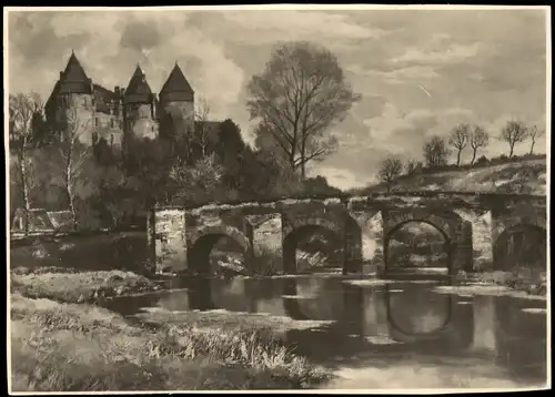 Kunst-AK Josef Burger "Alte Brücke" (München Haus  Deutschen Kunst) 1950