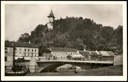 Ansichtskarte Bruck an der Mur Brücke, Stadtpartie 1940  gel- Feldpost WK2