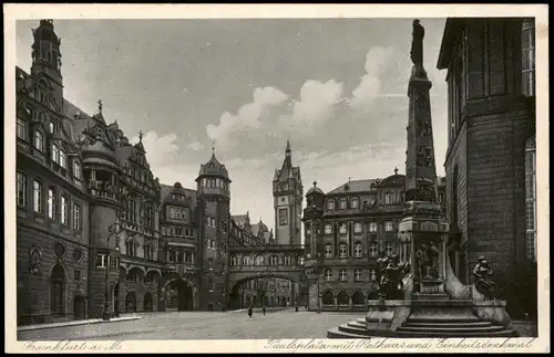 Frankfurt am Main Paulsplatz mit Rathaus und Einheitsdenkmal 1930