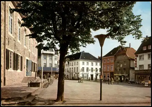 Ansichtskarte Ratingen Markt, im Hintergrund diverse Geschäfte 1970