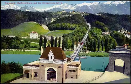 Innsbruck Bahnhof - Station Drahtseilbahn auf die Hungerburg 855 m 1912