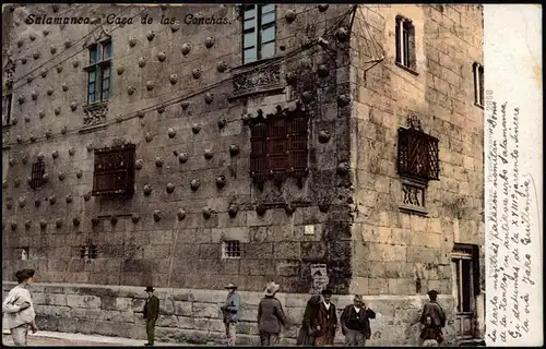 Postales Salamanca Casa de las Conchas 1910  gel. Briefmarke