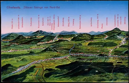 Ansichtskarte Zittau Landkarten AK - Zittauer Gebirge 1918/1933