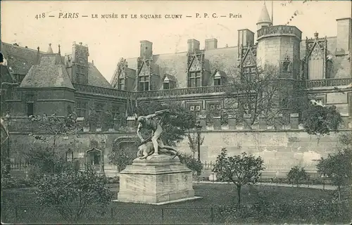 CPA Paris LE MUSÉE ET LE SQUARE CLUNY 1923