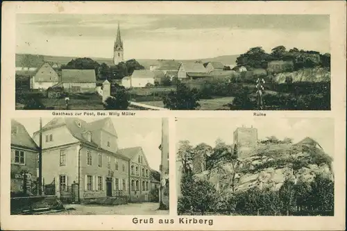 Kirberg Hünfelden Gasthaus Straße 3Bild 1928 Bahnpoststempel  Frankfurt Limburg