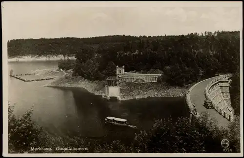 Ansichtskarte Marklissa Leśna Talsperre, Boot b Lauban Luban 1932