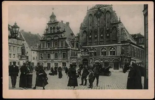 Riga Rīga Ри́га Der Marktplatz  Schwarzhäupterhaus während der Besetzung 1918