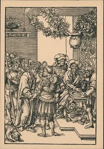 Künstlerkarte Gemälde Kunstwerk: Lukas Cranach d. A. Pilatus wäscht  Hände 1930