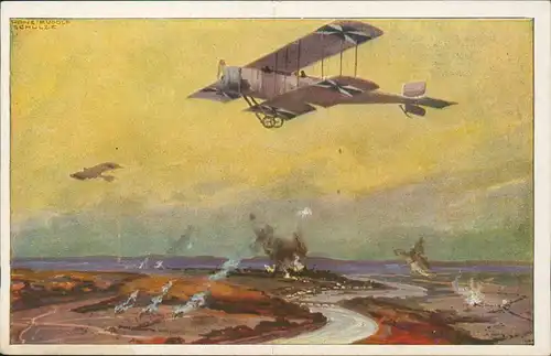 Ansichtskarte  Flugzeug Airplane Avion Doppeldecker WK1 Luftflottenverein 1917