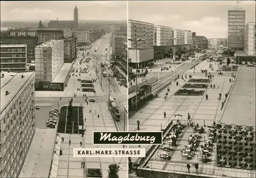 Ansichtskarte Magdeburg Karl-Marx-Straße - 2 Bild Neubauten 1972