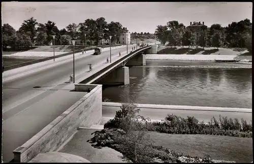 Ansichtskarte Ingolstadt Partie an der Donau Brücke 1955