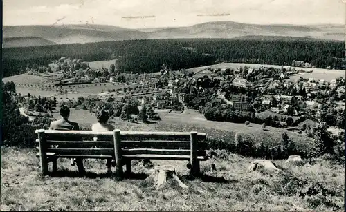 Hahnenklee-Bockswiese-Goslar Panorama  2 Personen  Bank, Bocksberg-Blick 1960