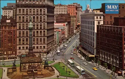 Postcard Cleveland PUBLIC SQUARE, LOOKING EAST, City of Ohio 1972