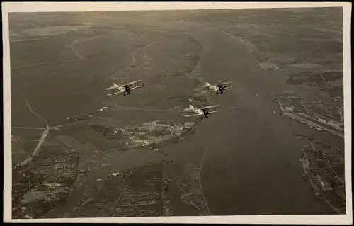 Riga Rīga Ри́га Luftbild Doppeldecker Flugzeug Militär Latvia Fotokarte 1928