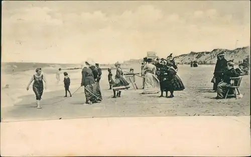 Ansichtskarte Westerland-Sylt Strandleben, Trachten, Stühle 1901