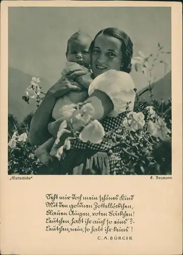 Ansichtskarte  Glückwunsch - Muttertag Mutterliebe Frau mit Kind# 1939