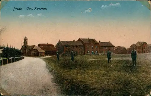 Postkaart Breda Cav. Kazerne. 1918  gel. Feldpost