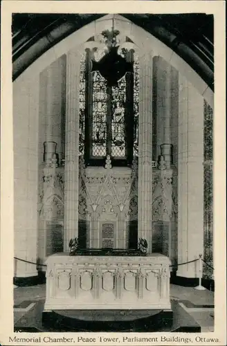 Postcard Ottawa Memorial Chamber, Peace Tower, Parliament Buildings 1920