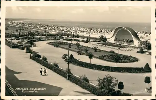 Postcard Swinemünde Świnoujście Konzertplatz, Konzertmuschel 1938