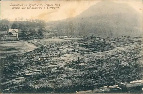 Krochwitz-Schönborn-Tetschen-Bodenbach Decín Erdrutsch Ostern Hopfenberg 1914