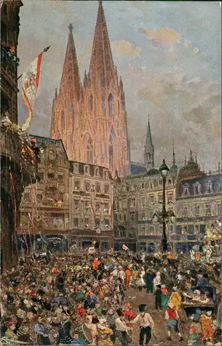 Ansichtskarte Köln Der Rosenmontagszug auf dem Wallrafplatz 1922