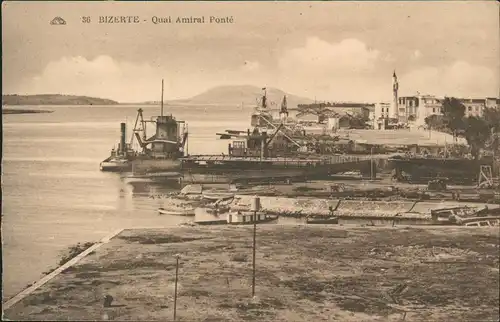 Postcard Bizerte بنزرت Hafen-Ansicht, Quai Amiral Ponté 1910