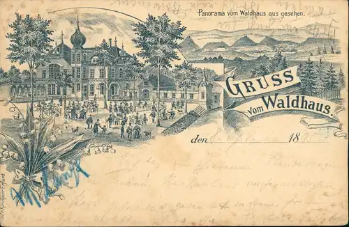 Ansichtskarte .Thüringen Gruss vom Waldhaus - Restaurant Vorläufer AK 1895