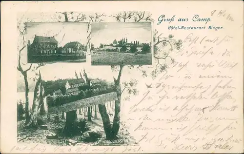 Ansichtskarte Kamp-Lintfort 3 Bild: Hotel Restaurant Bieger - Camp, Abtei 1900