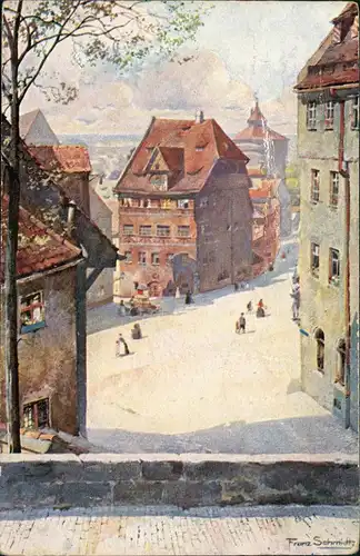 Nürnberg Blick auf das Albrecht-Dürer-Haus - Künstlerkarte 1920