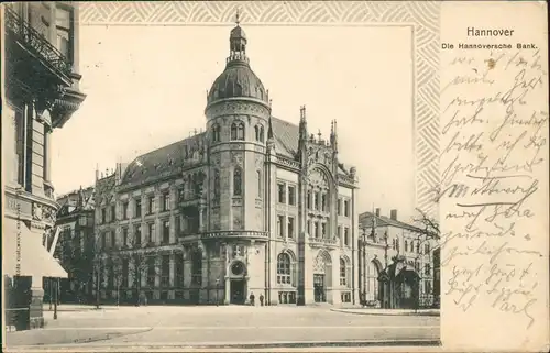 Ansichtskarte Hannover Straßenpartie Hannoversche Bank - 3 D Effekt 1902