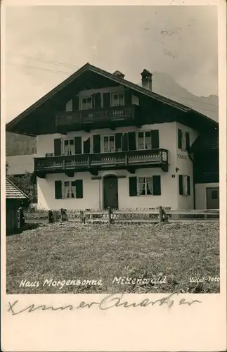 Ansichtskarte Mittenwald Haus Morgensonne 1956