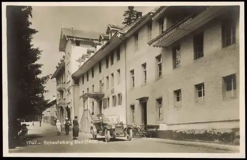 Ansichtskarte Schwefelberg-Bad-Rüschegg Straßenpartie - Auto 1929